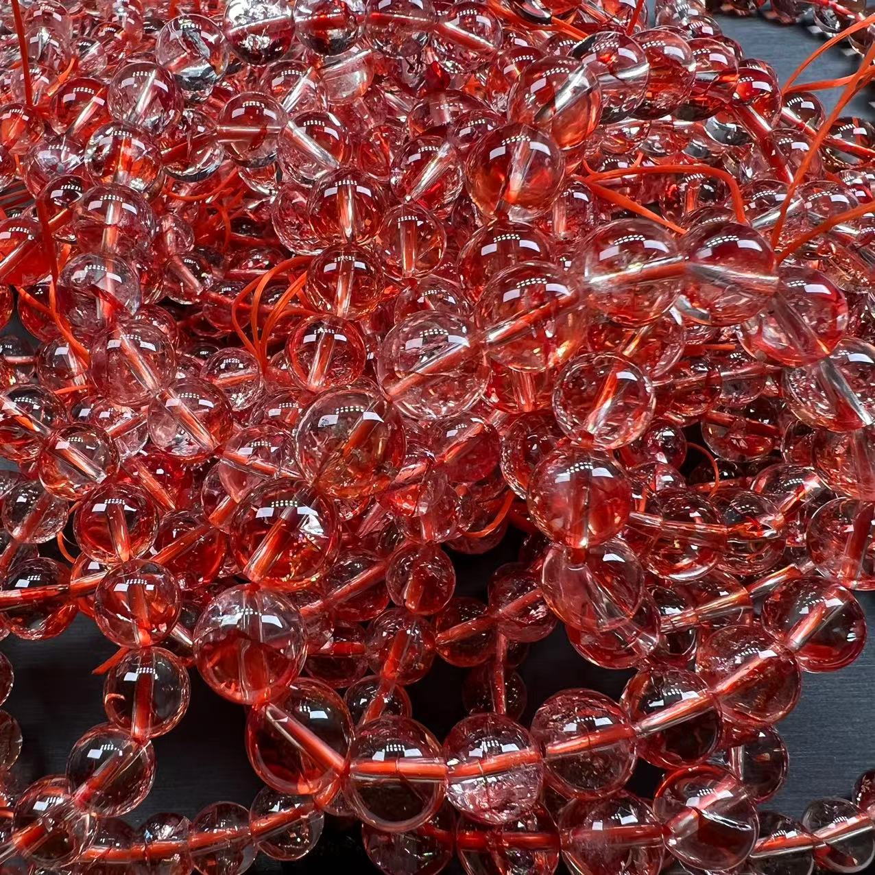 钰意水晶 红阿赛红凤羽红色系手链鸠羽幽灵厂家直销批发