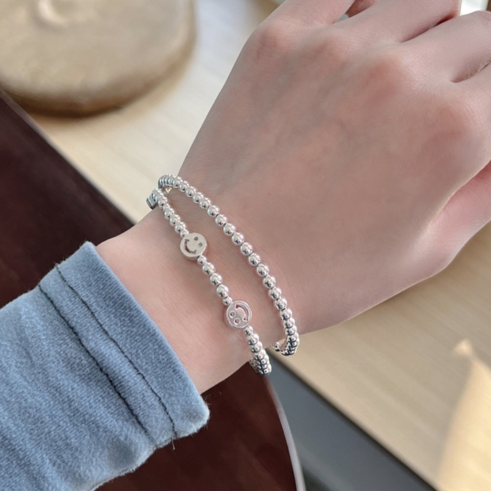 小众设计s925纯银手链女韩国个性ins风双层圆珠子手串学生手饰品