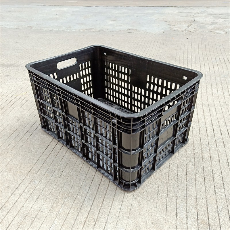 黑色塑料箩筐大号 新料塑胶方筐厚菜箩虾筐610*420*315透气沥水筐