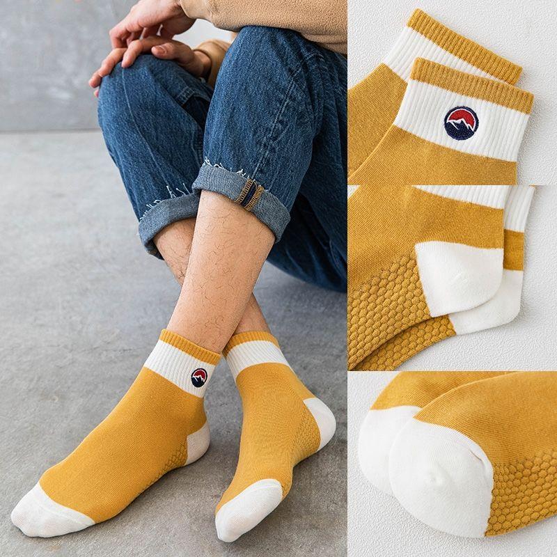 Round Label Honeycomb Socks Male Socks Spring and Summer Thin Socks Men's Sports Sweat-Absorbent Deodorant Athletic Socks