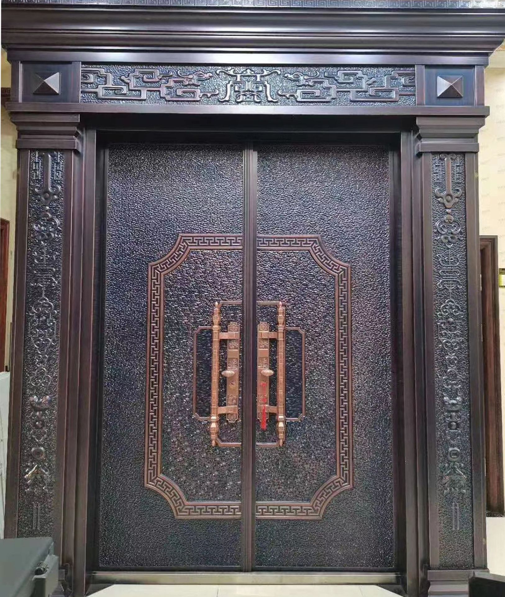 农村自建别墅大门双开铸铝门庭院入户防盗门铜门进户别墅门定 制