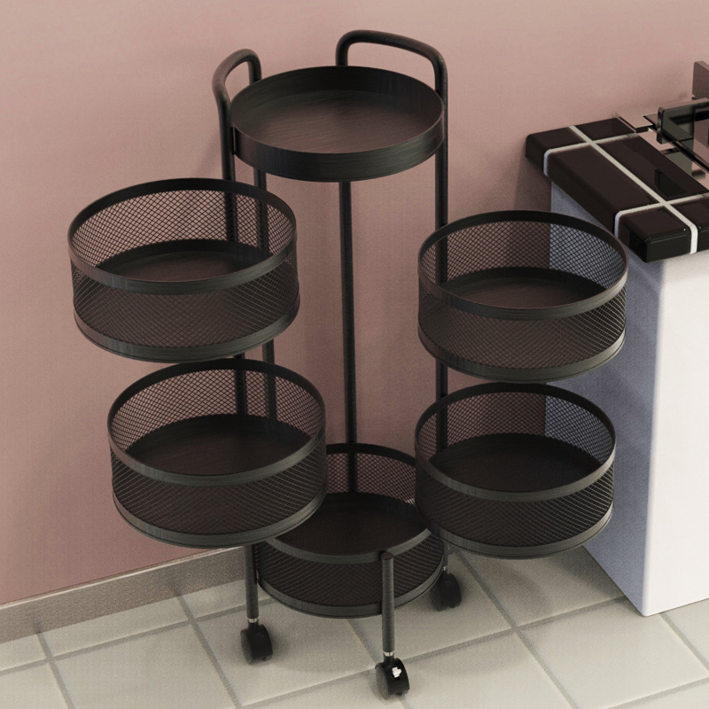 可拆卸厨房旋转菜篮子置物架落地多层多功能圆形专用收纳架免安装