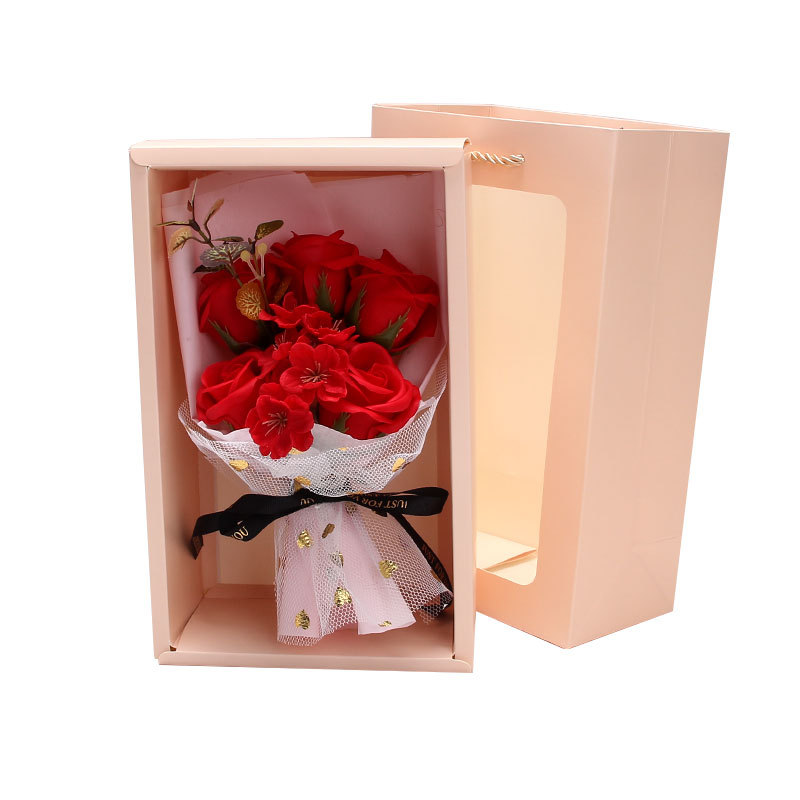 Teacher's Day Gift Teacher Flower Girlfriends Birthday Gift Artificial Rose Company Annual Meeting Handbag Bouquet Wholesale
