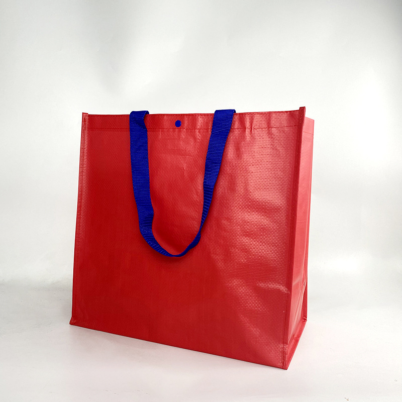 Korean Blank Portable Woven Bag Pp Color Woven Plastic Thickened Shopping Bag Coated Red, White and Blue