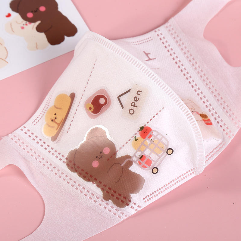 儿童可爱口罩贴纸 一次性口罩贴纸加工定制diy手账创意转印贴纸