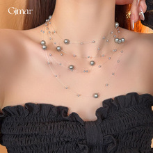 法式轻奢多层珍珠项链简约时尚设计感锁骨链复古气质高级感项饰女