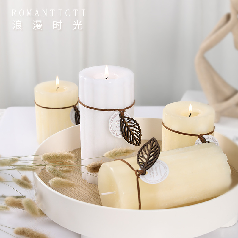 Household Odorless Candle Power Failure Lighting Bedroom Smoke-Free Aromatherapy Candlestick Pillar Candle Romantic Atmosphere Candlelight Dinner Set
