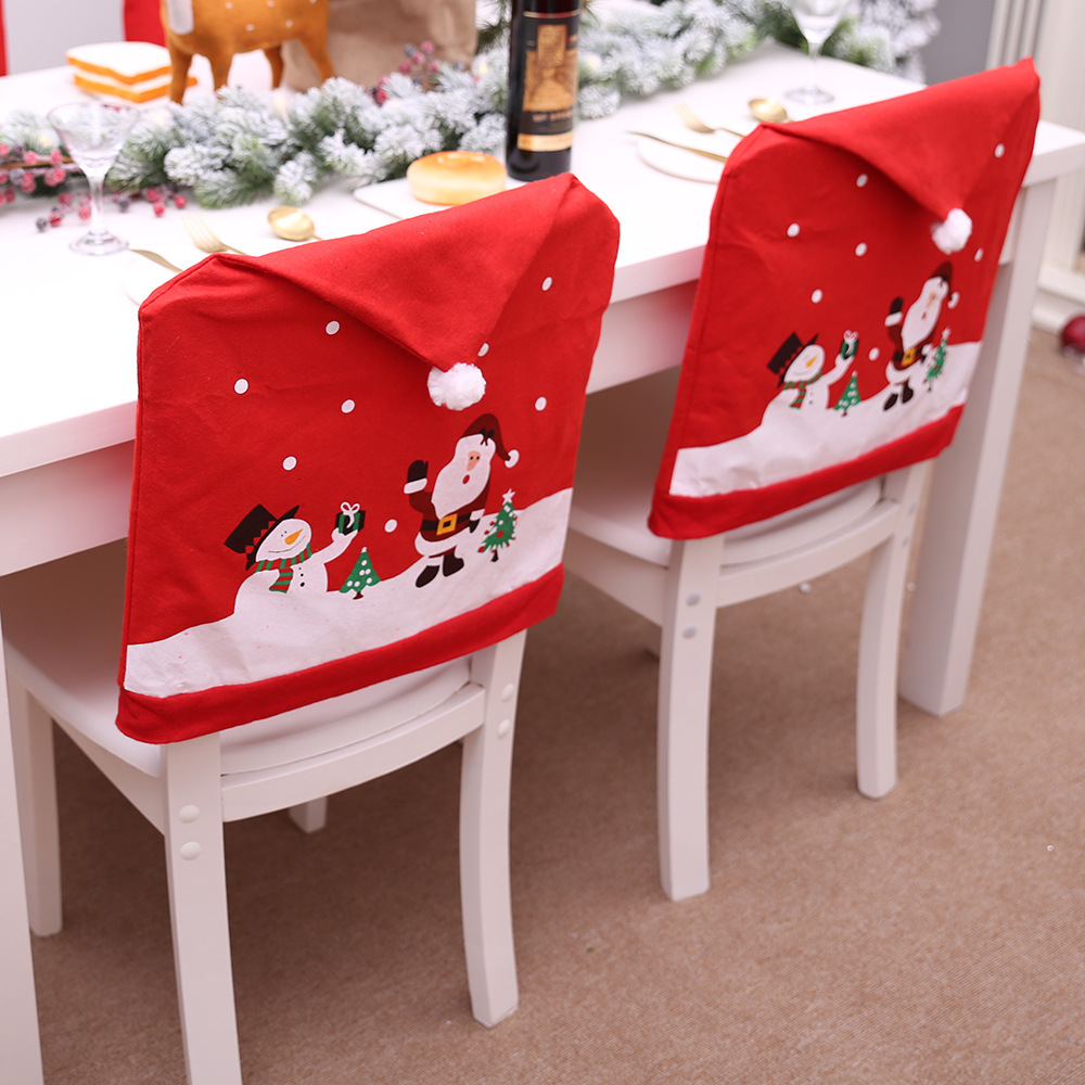 [Elxi] Christmas Decoration Supplies Creative Layout Holiday Party Dining Table and Hair Covers Dining Room Chair Cover