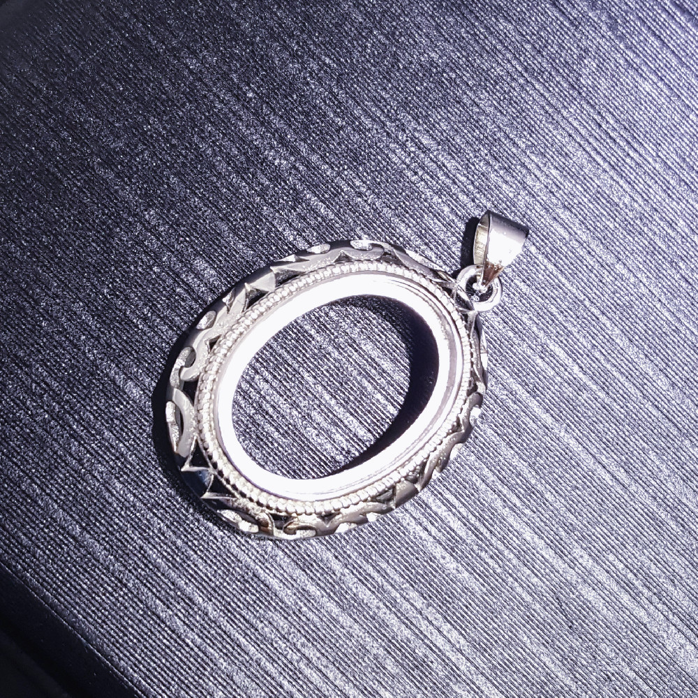 镀s925纯银吊坠空托 镶口 18x25 时尚镂空 三成银掺白铜材质空托