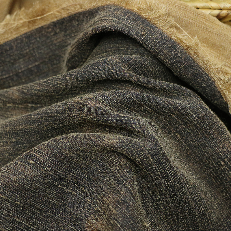 顺德老料柞蚕丝莨绸非遗真丝香云纱布料复古旗袍汉服服装设计面料