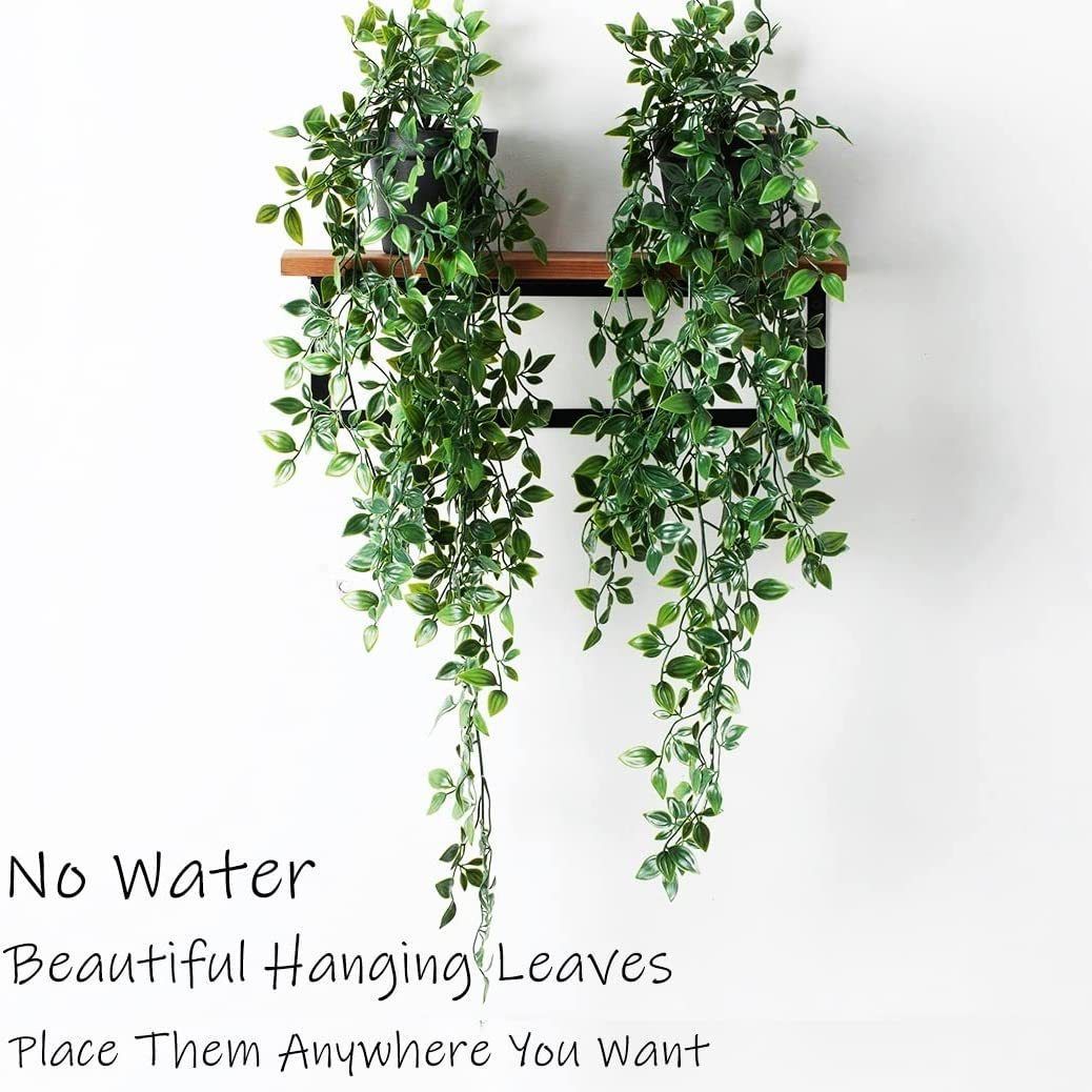 Amazon Artificial Hanging Rattan Green Plant Simulation Vertical Vine Potted Home Balcony Decoration Plastic Plant