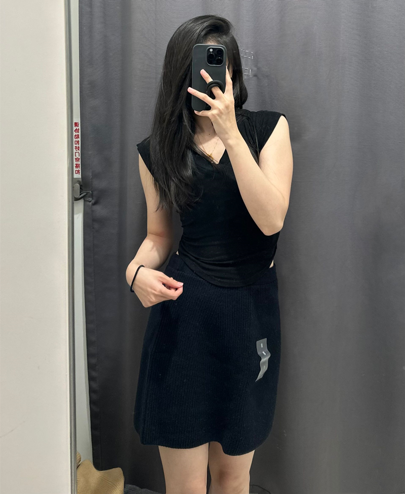 试衣间u家女装a字针织迷你裙半裙显瘦弹力高腰包臀短裙462148
