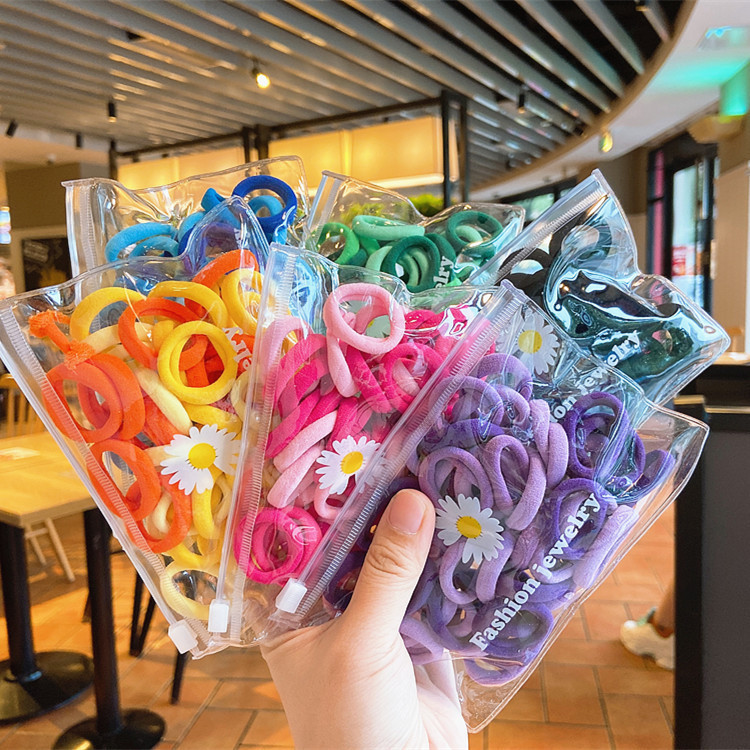 Children's Hair Band New 50 PCs Rubber Band Girls Baby Hair-Binding Highly Elastic Hair Rope Not Wrapped Hair Head Rope Headdress