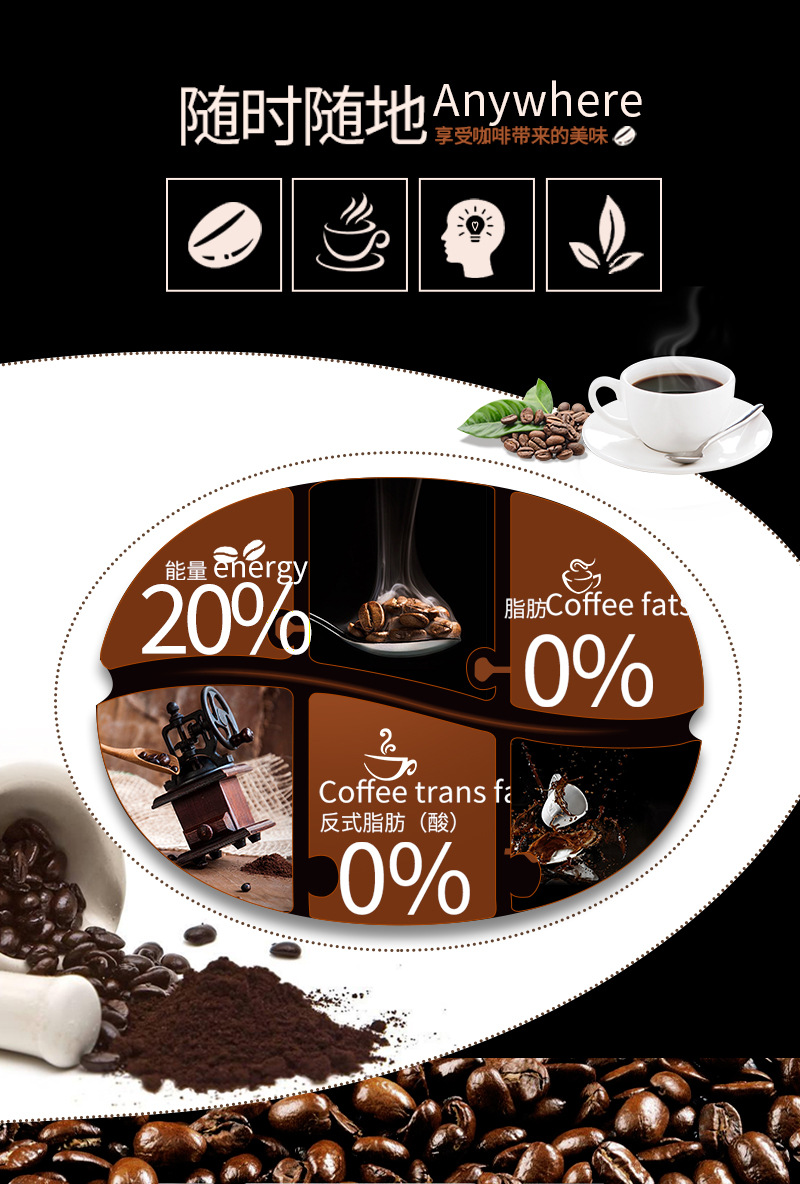 源头工厂悦享饱腹代餐白芸豆速溶黑咖啡浓香即溶冷萃咖啡粉批发