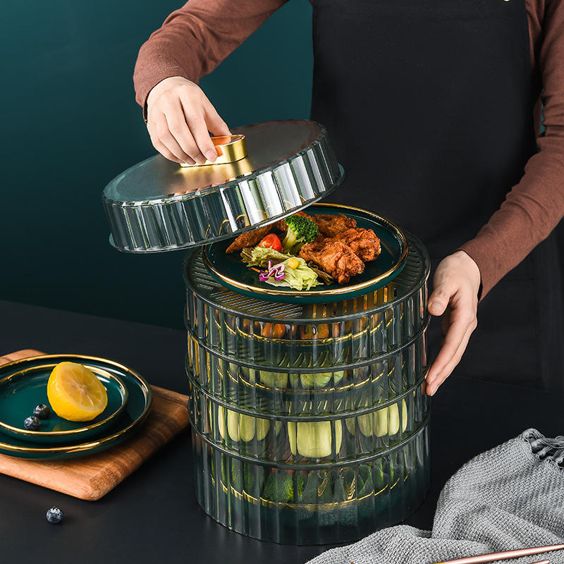 家用多层保温菜罩可叠加防串味透明食物罩剩菜剩饭防苍蝇菜盖子