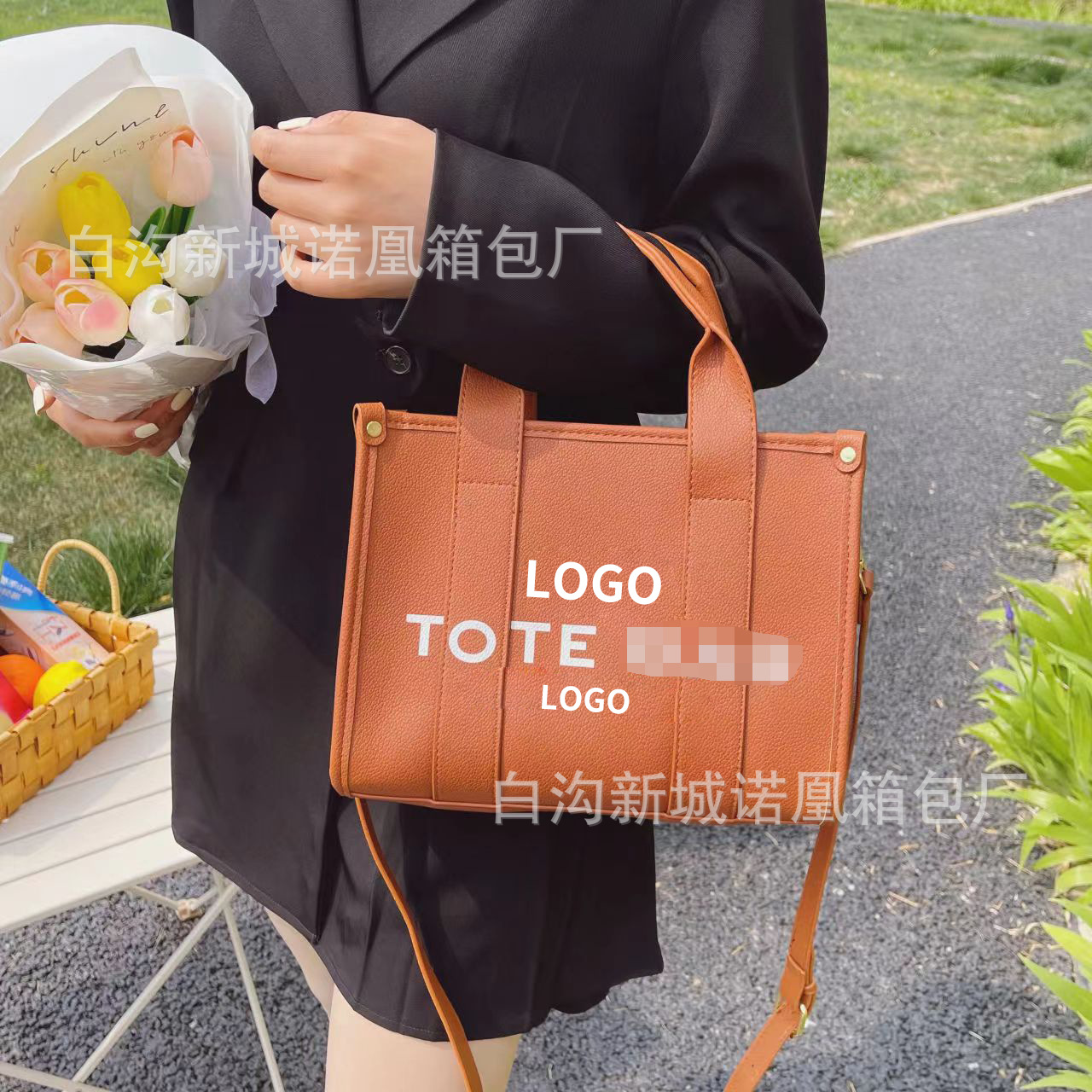 Cross-Border Women's Bag Commuter Tote Letters Women's Handbag Retro Simple Large Capacity Tote Crossbody Big Bag