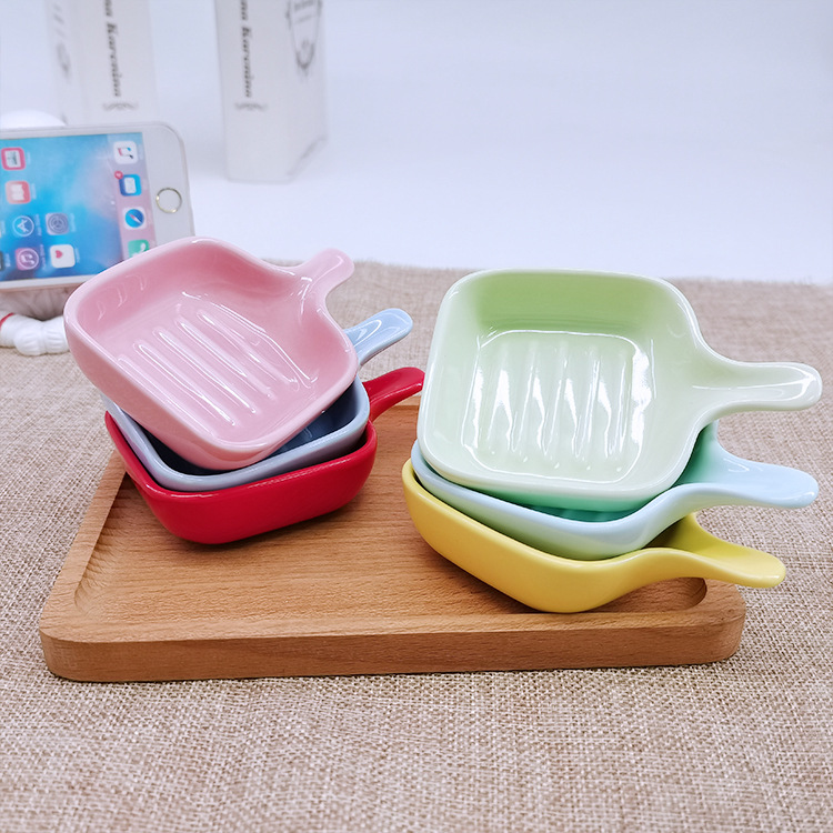 Creative Ceramic Condiment Saucer Mini Solid Color Side Dish Household Tableware Saucer Dish Salad Tomato Soy Sauce and Vinegar Dish