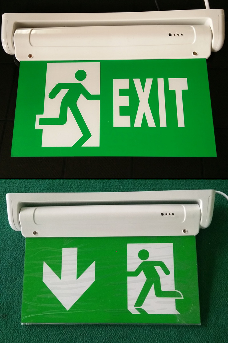 可旋转exit出口单面雕刻消防指示牌3w5w3小时ce认证外贸产品