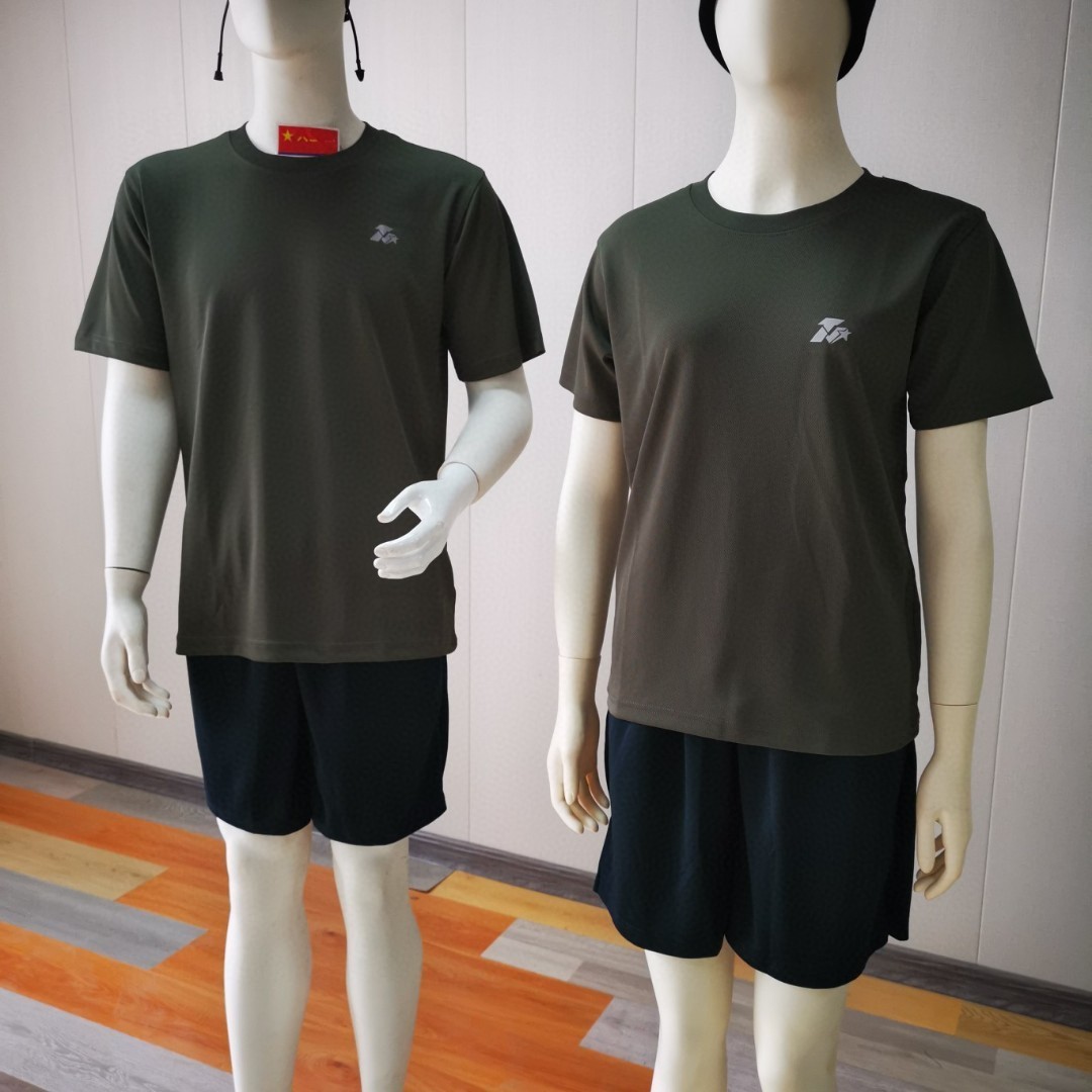 新款反光体能服 反光条训练服 速干透气圆领衫套装 户外跑步训练