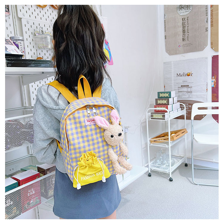 Elementary School Children's Backpack Cartoon Rabbit Kindergarten Small Schoolbag Casual Lightweight Plaid Boys and Girls Small Backpack