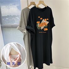 哺乳连衣裙夏季外出辣妈款2023产后哺衣裙子夏装喂奶期服裙子潮妈