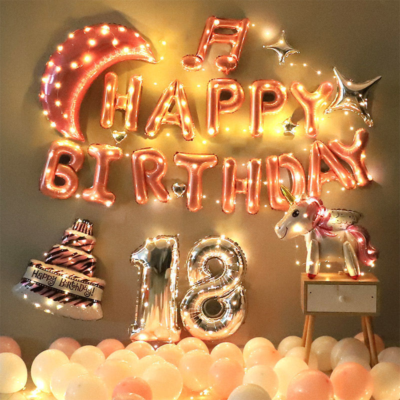 生日派对装饰品成人海报生日快乐气球派对背景墙男孩18岁拍照场景