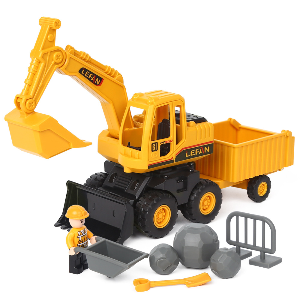 批发玩具小汽车男孩儿童多功能惯性车工程车挖掘机翻斗车仿真模型