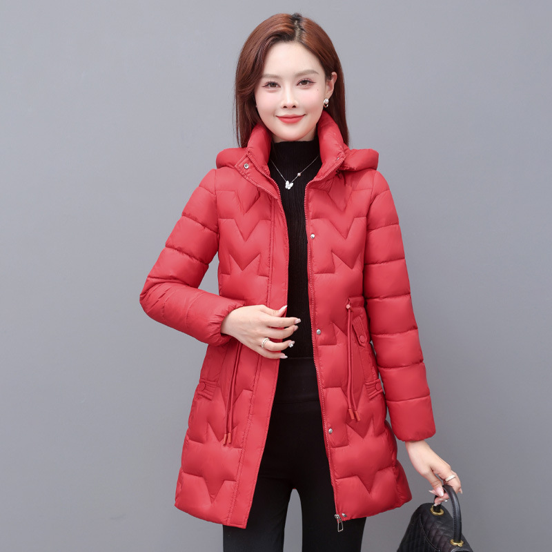 Parqian 2023 Autumn and Winter New Slim Fit Slimming and Fashionable Women's Warm Clothing Ladies Mid-Length Cotton Clothing