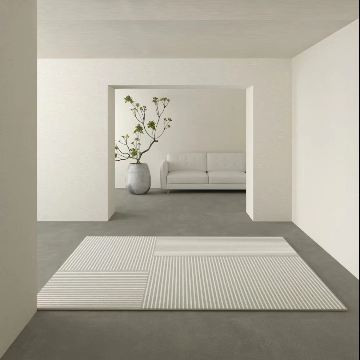 日式侘寂风客厅地毯卧室轻奢家用现代简约抽象条纹床边毯茶几地垫