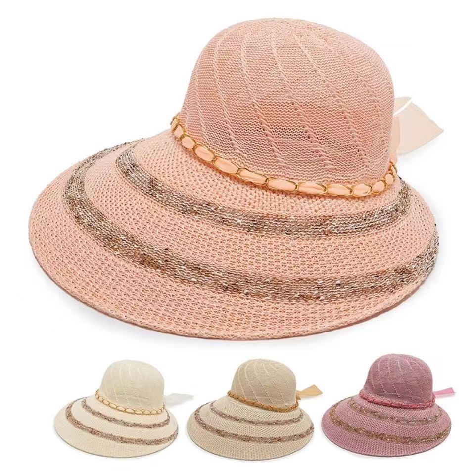 Women's Summer Sun Hat Big Brim Mother-in-Law Middle-Aged and Elderly Sun Hat Outdoor Travel Beach Sun Hat