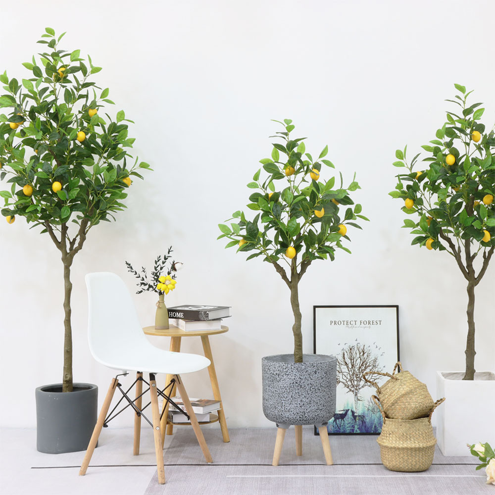 ins北欧风仿真植物柠檬树盆栽室内客厅大型假树绿植落地装饰摆件