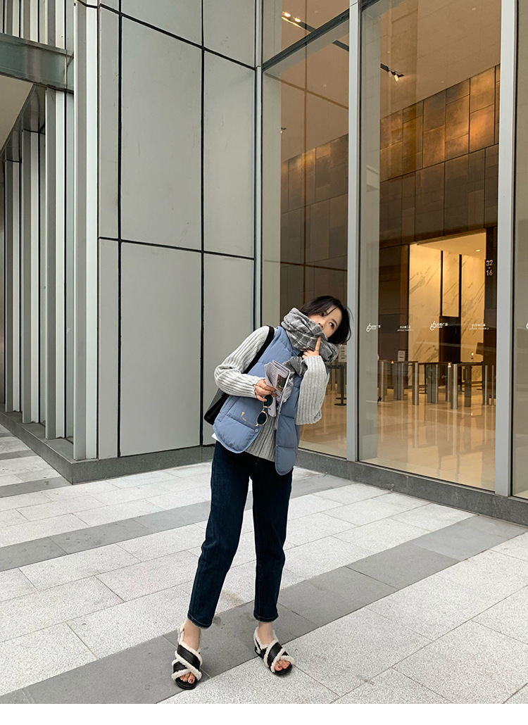 南瓜谷 情侣羽绒马甲~2021短款黑色白鸭绒羽绒服女冬小个子 y0145