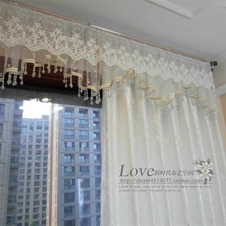 老店爆款公主风波浪帘头窗纱纱帘窗帘法式窗幔客厅卧室魔术贴穿杆