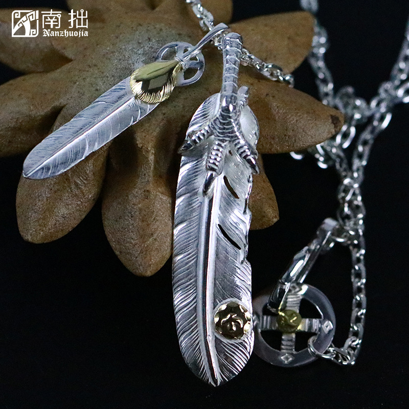 南拙手工高桥吾郎goros银爪羽毛项链925纯银男女日潮goros银饰