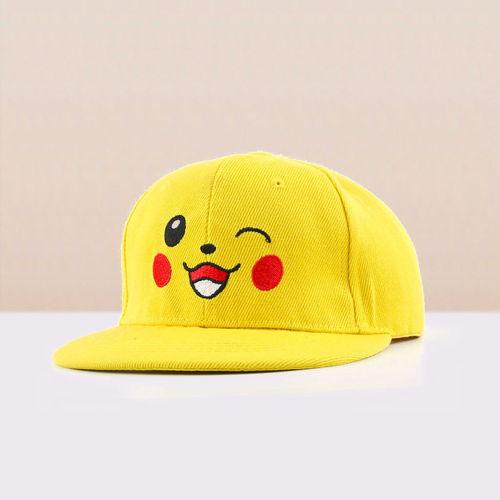 europe and america cross border popular children‘s hat cute cartoon pikachu hip hop flat-brimmed cap boys and girls baseball cap