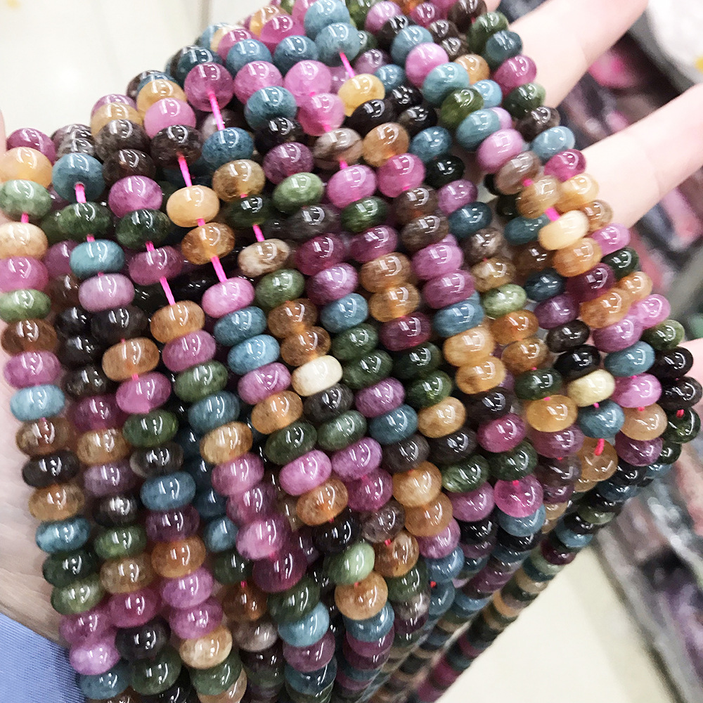 串珠珠子散珠5*8mm算盘珠亚马逊虎眼玛瑙天然石diy饰品配件批发