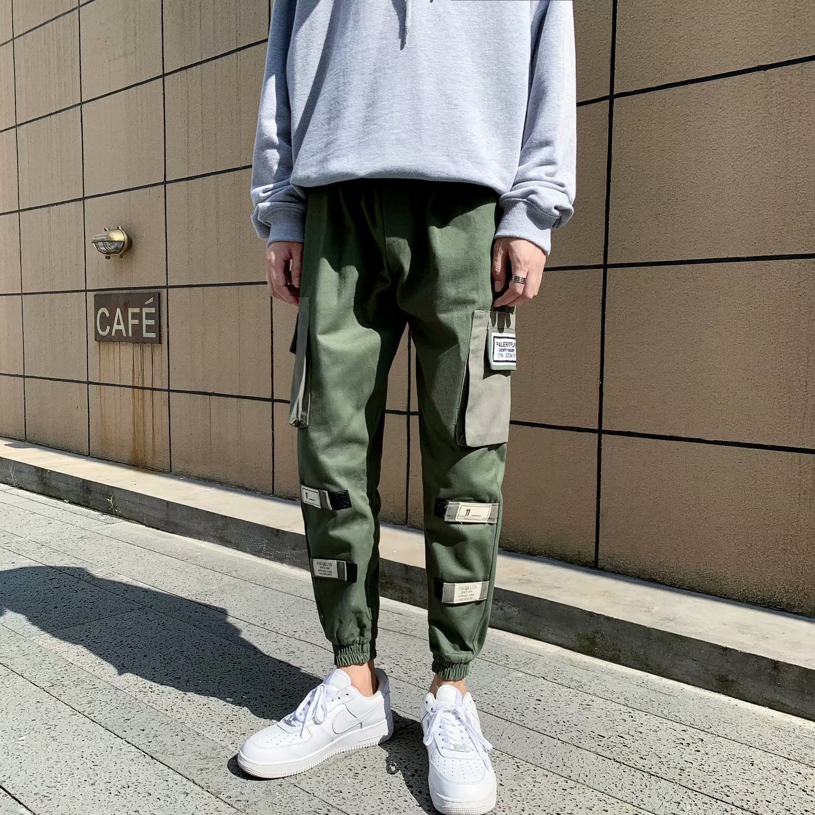 2021港风cargo工装裤男潮牌韩版束脚裤子ins网红宽松休闲哈伦裤子