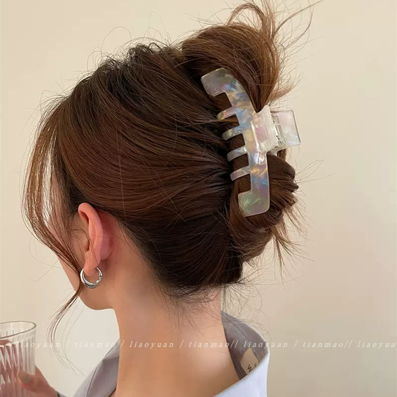 Korean Internet Celebrity Acetate Letter Grip Color Back Head Shark Clip Barrettes Women's Texture Durable Clip Hair Accessories