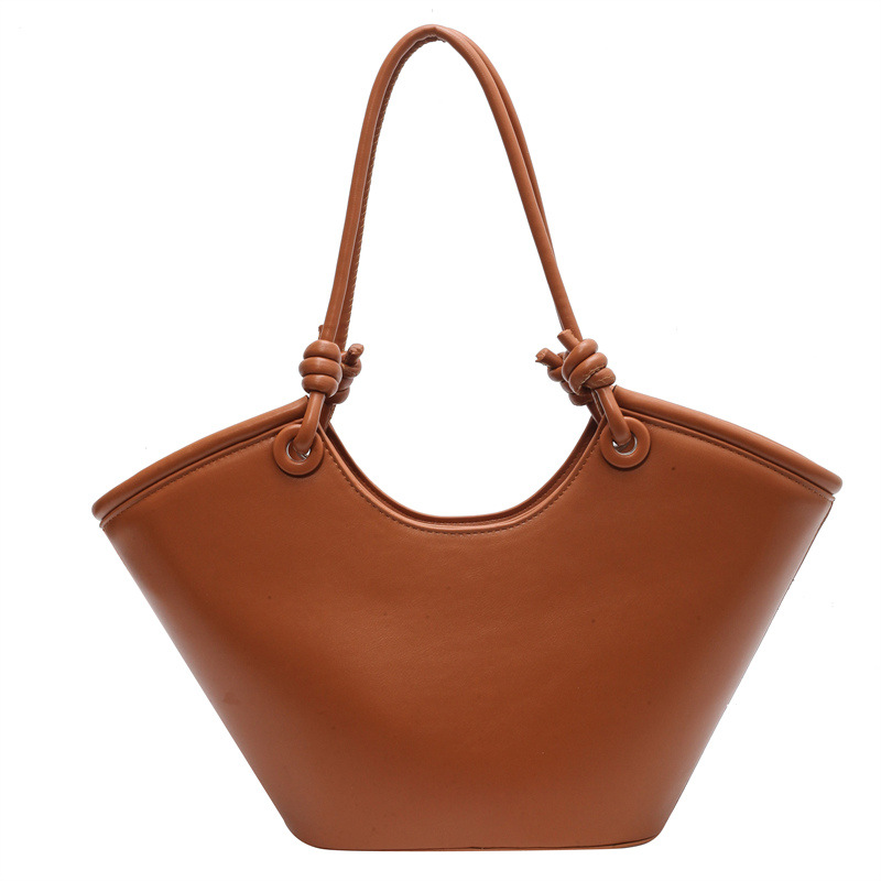 Stylish Good Texture 2023 New Niche Soft Leather Tote Women's Vegetable Basket Bucket Bag Portable Shoulder Underarm Bag