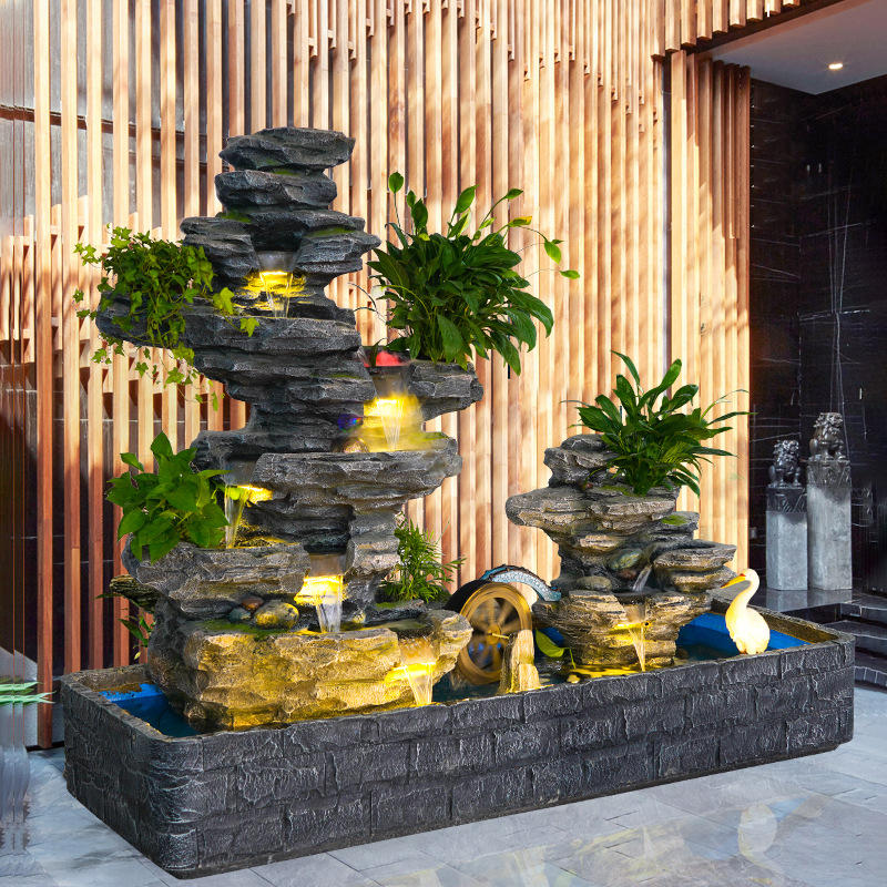 大型假山流水喷泉摆件花园庭院别墅酒店阳台户外山水鱼池景观造景