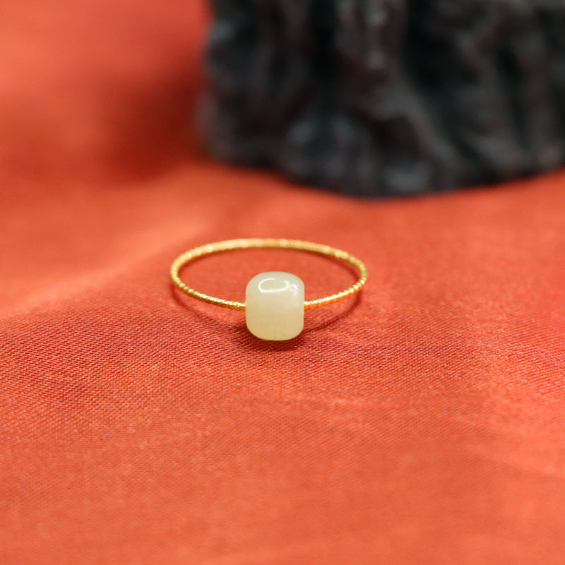 眷钰 和田玉路路通戒指白玉转运珠指环流行时尚珠宝玉石饰品礼物