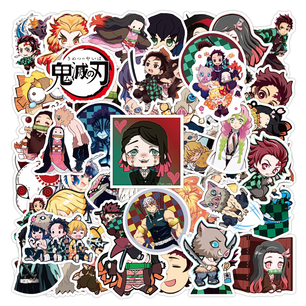 50张日本动漫新鬼灭之刃涂鸦贴纸行李箱笔记本电脑吉他防水贴纸