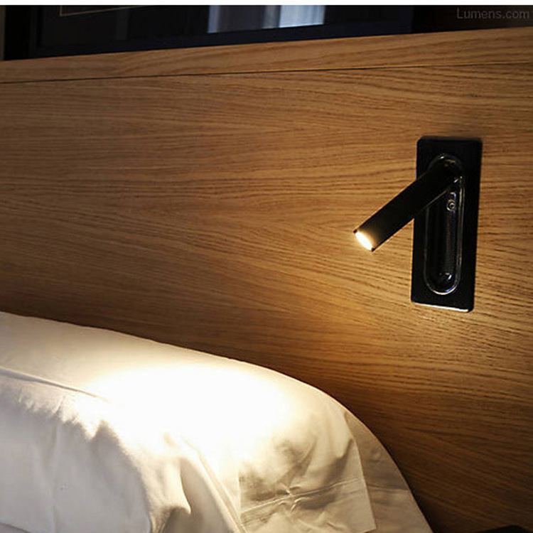 酒店工程灯具定制客房嵌入式床头3w-led阅读灯隐藏式开关床头壁灯