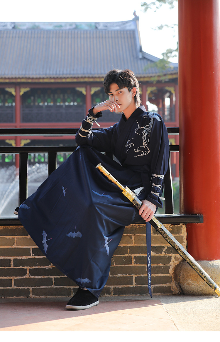 839原创汉服男装刺绣凤归云中国风武侠剑客帅气公子学生班服套装