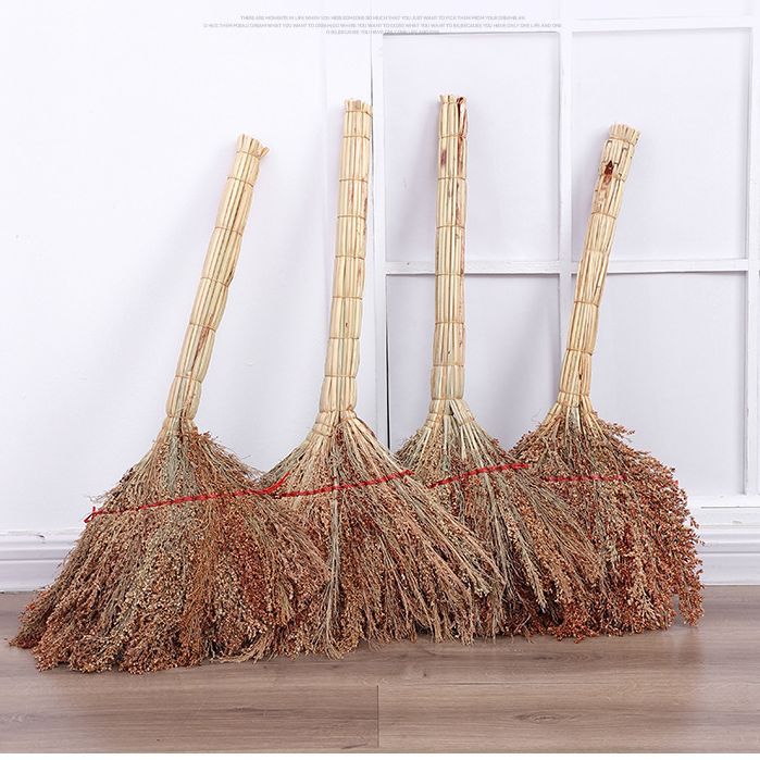 批发家用带壳高粱扫把老式高粱苗编制扫把户外学校卫生高粱扫把
