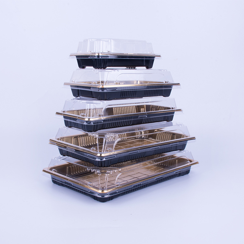 厂家批发一次性寿司盒 日式寿司刺身印花塑料打包盒 外卖盒包装盒