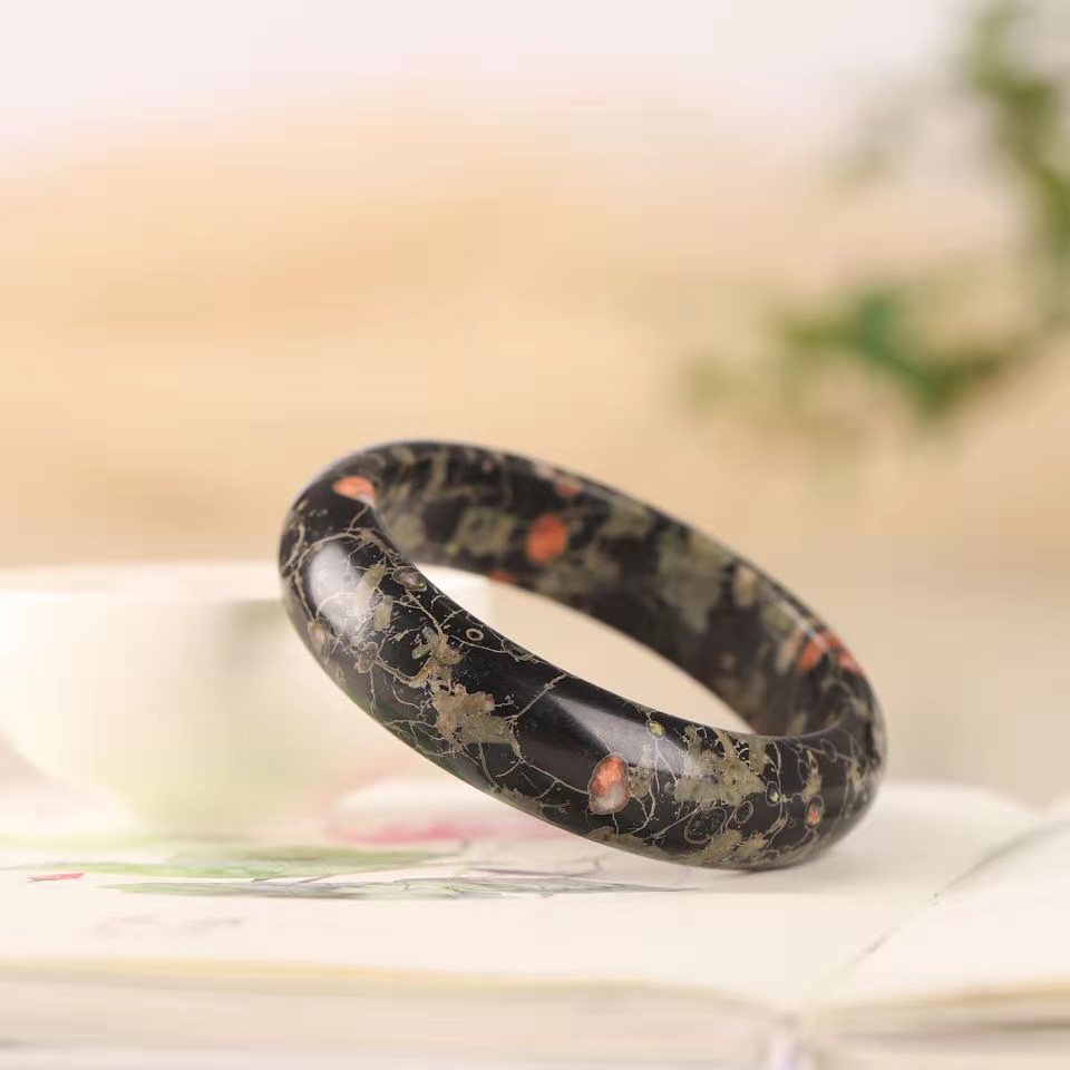 天然汝阳梅花玉手镯安山玉女款玉镯子玉石玉器饰品镯子直播货源