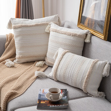 跨境爆款摩洛哥风格簇绒抱枕ins风高颜值沙发靠枕套长方形腰靠枕