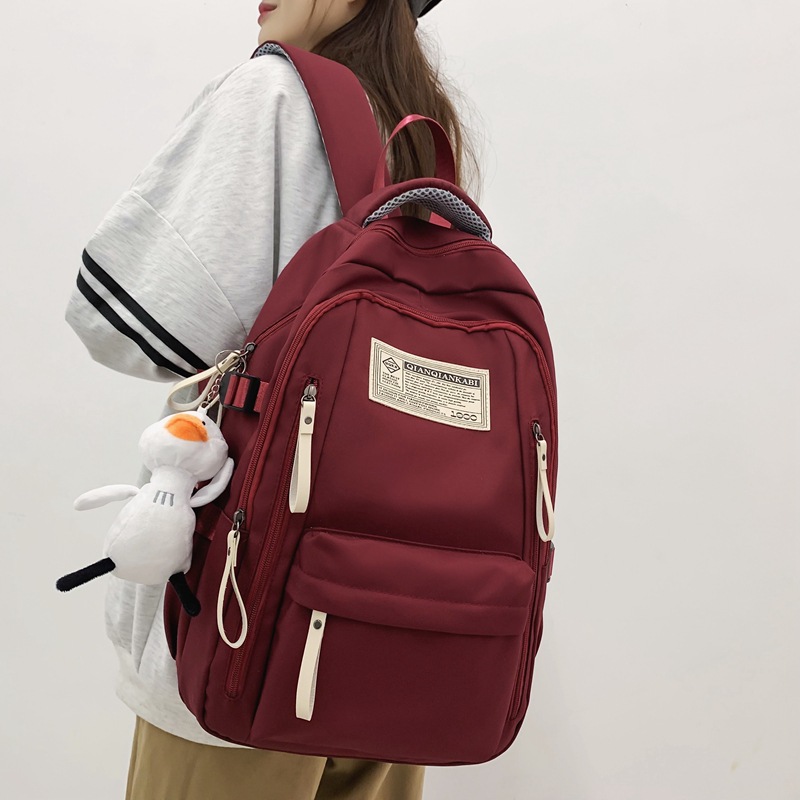 2023 New Fashion Casual Backpack Large Capacity Korean Style Solid Color Backpack Mori Style Middle School Student Schoolbag Wholesale