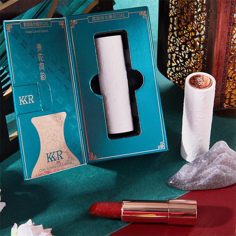 kkr白陶瓷雕花口红哑光保湿不易掉色防汗西子女学生唇釉口红礼盒